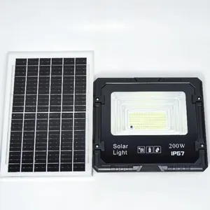 Faro Solare Nero da 200W, Luce Bianca, Telecomando per Esterni - Product Image 1
