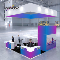 Stand d'exposition lumineux avec éclairage LED, design numérique coloré 3D, stand de salon professionnel, étagères