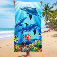 Microfiber Suede Bath and Beach Towels Printed Modern Style Sand Free Bath Cleaning Cloth