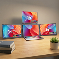 Nouveau produit 2026 : Moniteur triple portable S780Pro 14 pouces avec écran pliable, support réglable et écran supérieur rotatif à 180° pour le bureau