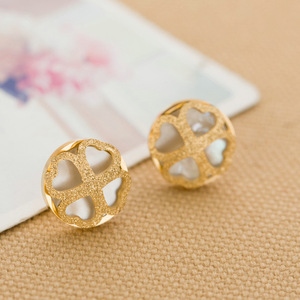 <b>Stud</b> <b>Earrings</b> Heart Shape Rose Gold Stainless Steel Everyday Wear Four Sided Clover Design - Product Image 3