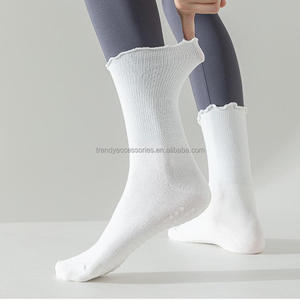 Của phụ nữ giữa Phi Hành Đoàn mùa đông thể thao vớ dệt kim mô hình rắn giản dị chống trượt Gripper Ruffle Pilates Yoga vớ Cuff cho đáy - Product Image 5