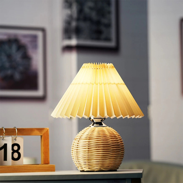 TOGETHER Rustic Home Hotel Bedside Mushroom Table Lamp USB Night Light Restaurant Dining Table Lamp Rattan Light Fixture