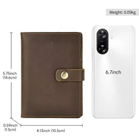 Dompet Paspor Kulit Asli Crazy Horse Vintage Buatan Tangan Custom OEM RFID Blocking, Tempat Paspor Perjalanan, Muat 6-8 Kartu