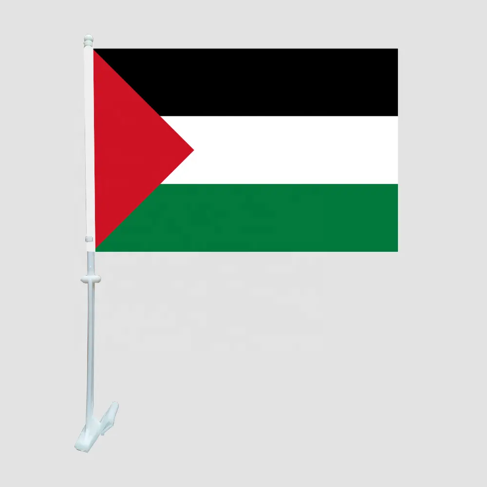 Bandiere per auto Palestine all'ingrosso ad alta resistenza in poliestere 100% decorazione personalizzata per auto bandiere Palestine