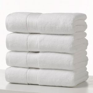 Serviettes 100% coton blanches pour hôtel, personnalisables, pour les mains, le visage et le corps - Product Image 1