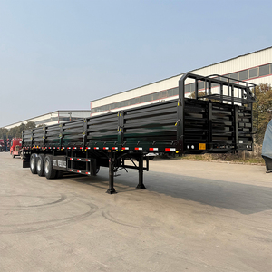 Semi-remorque plateau 3 essieux 60 tonnes à ridelles latérales pour <span class=keywords><strong>transport</strong></span> de conteneurs, <span class=keywords><strong>prix</strong></span> usine, pour le marché africain - Product Image 2