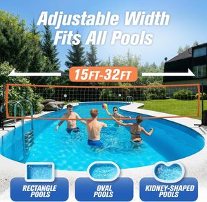 Red de <span class=keywords><strong>Voleibol</strong></span> para <span class=keywords><strong>Piscina</strong></span> Personalizable con Luces para Piscinas Enterradas de 15-30 Pies, Marco de Hierro Ajustable Resistente al Óxido, Juegos de <span class=keywords><strong>Piscina</strong></span> para la Familia - Product Image 3