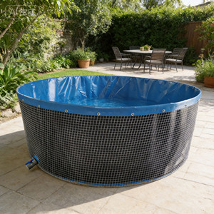 Vasca Circolare per Acquacoltura Keyubo 7*2.2 in PVC Rinforzato per Sistema Biofloc, Resistente Laghetto per Pesci in Rete Metallica Zincata - Product Image 1