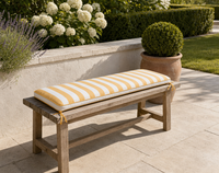 Coussin de banc d'extérieur à rayures horizontales jaune doré, hydrofuge, résistant aux UV, séchage rapide, mousse haute densité, avec sangles de fixation