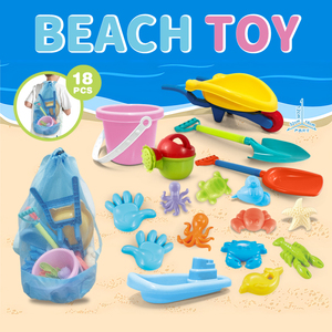 Ensemble de 18 jouets de plage pour enfants, jouets de plage pour bébés, jouets d'eau et de sable, chariot à creuser, plage d'été avec sac à dos - Product Image 2