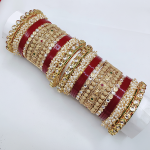 Elegant Kundan & Pearl Acrylic <b>Bangles</b> <b>Set</b> Premium Fine Bridal Jewelry Traditional Wedding Collection - Product Image 2