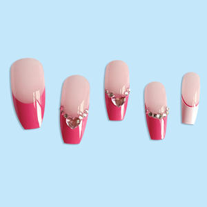 Faux ongles de ballerine en <span class=keywords><strong>strass</strong></span> conçus et bon marché, faux ongles par pression, cercueil de ballerine, ongles de marque privée mi-longs pour femmes - Product Image 4