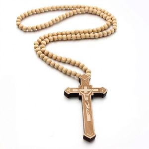Colliers en bois perlé Mecrt, collier religieux catholique en bois avec croix crucifix, collier pour homme, cadeau de Pâques, cadeau de baptême - Product Image 5