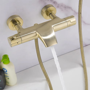 Homedec HD-TF042 Grifo de Baño Monomando Moderno de Latón, Mezclador de <span class=keywords><strong>Ducha</strong></span> con Rociador de Mano, <span class=keywords><strong>Ducha</strong></span> de Lluvia Suave, Acabado Oro Cepillado, Cerámica - Product Image 4