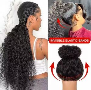 Parrucca anteriore da 30 40 pollici con onda profonda da donna <span class=keywords><strong>capelli</strong></span> <span class=keywords><strong>veri</strong></span> e 300% densità <span class=keywords><strong>capelli</strong></span> <span class=keywords><strong>veri</strong></span> parrucca 360 gradi HD con onda d'acqua anteriore in pizzo pieno - Product Image 3