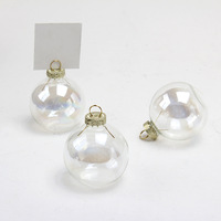 4/6/8/10cm Boule de Noël rustique Porte-carte de nom de table Boule de verre transparente transparente