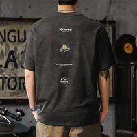 T-shirt Homme Vintage Personnalisé avec Logo DTF, Coton Lourd 230g, Manches Courtes, Effet Délavé, Épaules Tombantes, Coupe Ample Rétro, Style Streetwear