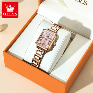 OLEVS <span class=keywords><strong>Montre</strong></span> carrée classique en alliage d'acier inoxydable avec logo personnalisé de haute qualité 5641 <span class=keywords><strong>Montre</strong></span> à quartz classique pour <span class=keywords><strong>femme</strong></span> avec calendrier professionnel - Product Image 2