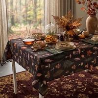 Nappe en polyester tissé motif feuille d'érable style ferme pour l'automne, housse décorative pour longue table à manger, protection multi-usage pour table basse