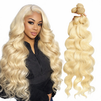 Meilleures ventes : Mèches de cheveux humains blonds 613, ondulées, 100g, double épaisseur, Remy, cuticules alignées, cheveux péruviens