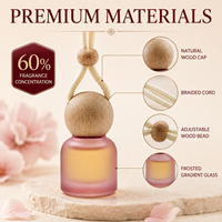 Diffuseur de parfum de luxe pour voiture, flacon en verre dégradé givré avec bouchon en bois, concentration de parfum à 60 %, cadeau, vente en gros