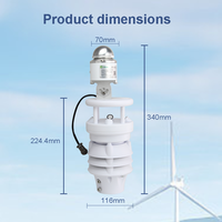 Ecosentec-Sensor Ultrasónico de Viento/Temperatura/Humedad/Presión/Lluvia/Radiación Solar/Polvo, RS485, con Salida de 1 a 2, 2, 1, 2, 1, 1, 2
