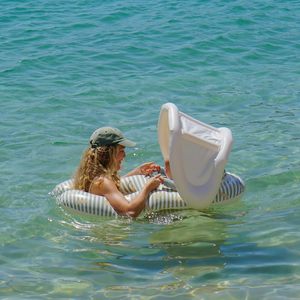 <b>Inflatable</b> Pool <b>Float</b> Chair with Canopy Adult Swimming Lounge Seat Ergonomic Floating Row for Pool Beach Water Fun - Product Image 5
