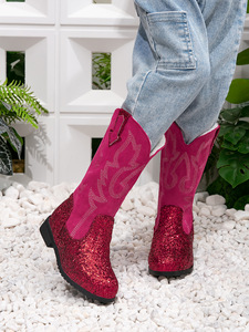 Logo personnalisé pour les bottes de cow-boy en daim scintillant pour bébés, enfants, filles et garçons - Product Image 6