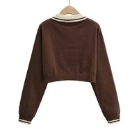 Pull en tricot personnalisé pour femmes à manches longues, col polo, pull en tricot de style Preppy pour femmes, bouton de couleur contrastée, pull en tricot pour femmes