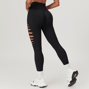 Pantalones deportivos de cintura alta a la moda para <span class=keywords><strong>mujer</strong></span> <span class=keywords><strong>XXL</strong></span> melocotón trasero recorte <span class=keywords><strong>mallas</strong></span> de Yoga sin costuras cintura elástica Spandex para correr al aire libre - Product Image 5