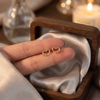 Boucles d'oreilles clous en argent sterling E096-S925 micro-pavées de zircon, style forêt, simples, polyvalentes et de niche