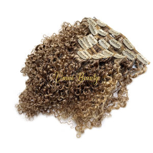 Molletta crespa per evidenziatori riccioluti e riccioluti e <span class=keywords><strong>biondo</strong></span> <span class=keywords><strong>chiaro</strong></span> <span class=keywords><strong>naturale</strong></span> piccoli capelli crespi capelli umani a maglia in extension - Product Image 2