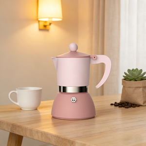 Ensemble de cafetière Moka rose Emode New Style pour la Saint-Valentin en aluminium avec deux tasses - Product Image 6
