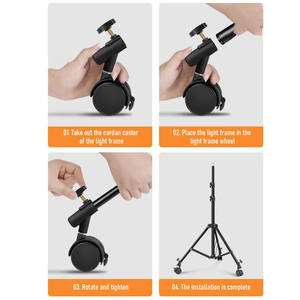 KAMPHO Kit de roulettes universelles pour trépied 3pcs avec frein pour photographes et vidéastes - Product Image 6