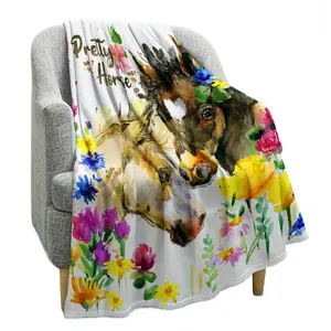 Cowboy Western Soft Warm Print Throw Blanket for Couch Bed Chair Office Sofa Birthday Gifts Galloping Horse Blanket