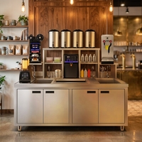 Équipement de préparation de thé au lait personnalisé Baiwin, machine à thé aux bulles, station de travail, comptoir de bar pour restaurant de jus et de thé au lait, à vendre