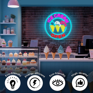 Letrero Luminoso LED de Neón con Forma de Helado, Alimentado por USB, para Negocios, Restaurantes, Bares, Dormitorios de Niñas, Cafeterías y Heladerías - Product Image 3