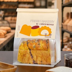 Bolsa de Papel Sintético Desechable Personalizada de Alta Calidad, Impermeable, Resistente al Aceite, con Ventana para Empacar Pan Tostado para Llevar - Product Image 4