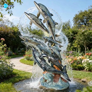 Grande <span class=keywords><strong>Fontana</strong></span> d'Acqua in Bronzo a Forma di Delfino con Tema Animale Moderno, Realizzata con Tecnica di Fusione per <span class=keywords><strong>Arte</strong></span> Paesaggistica da Giardino e Oggetto da Collezione - Product Image 2