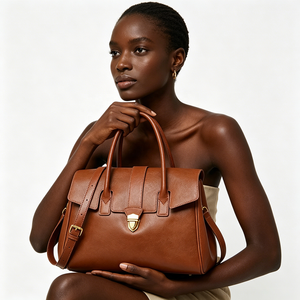 <span class=keywords><strong>Bolso</strong></span> de Cuero Encerado Vintage para <span class=keywords><strong>Mujer</strong></span>, 30cm, <span class=keywords><strong>Bolso</strong></span> Bandolera de Oficina con Cierre Metálico, OEM ODM - Product Image 1