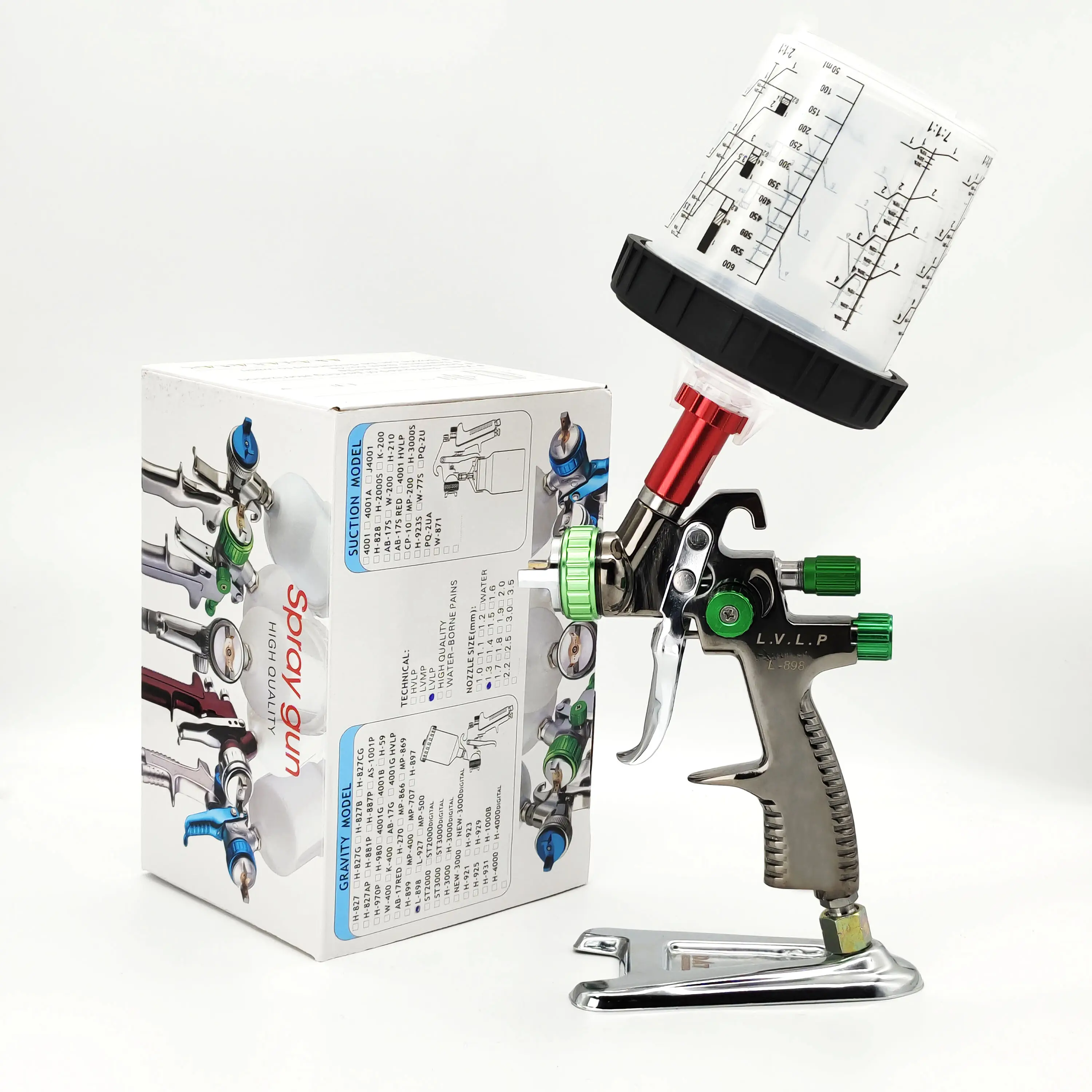 Professional LVLP SPRAY GUN L-898 1.3MM NOZZLE car paint spray gun with pps adapter 600CC PPS CUP