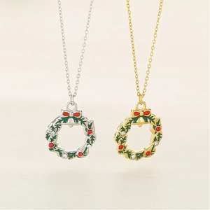 Collier pendentif de Noël tendance et mignon en acier inoxydable avec chaîne en corde, avec motif Père Noël, bonhomme de neige, élan, fournisseur indien - Product Image 3