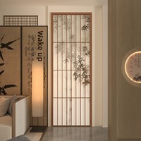 Nouvelle porte coulissante en verre tressé motif bambou, style chinois esthétique, étanche, pour salle de bain/toilettes et cuisine, rétro mi-siècle