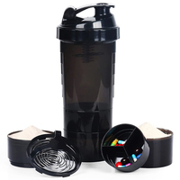 Bouteilles shaker personnalisées de 600 ml pour les salles de sport, bouteilles shaker en plastique pour protéines en poudre avec logo pour l'entraînement sportif