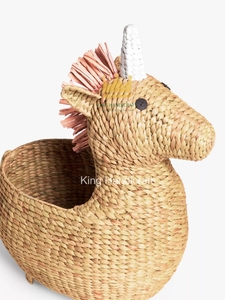 Cesta de almacenamiento hecha a mano con forma de unicornio, de mimbre de jacinto de agua, para decoración de habitación infantil, Vietnam - Product Image 3