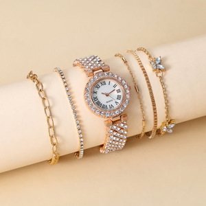 Reloj y pulsera informales sofisticados para mujer, lujoso reloj de cuarzo con diamantes y pulsera de cadena delicada para el día a día - Product Image 5