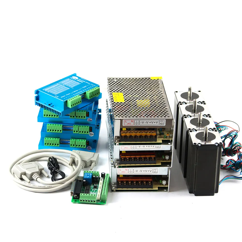 Cnc Router 4 Axis Kit 4pcs dm542 57HS112 3nm hybrid Stepper Motor Driver+ 4pcs Nema 23 425Oz Motor +24v 36v Power Supply