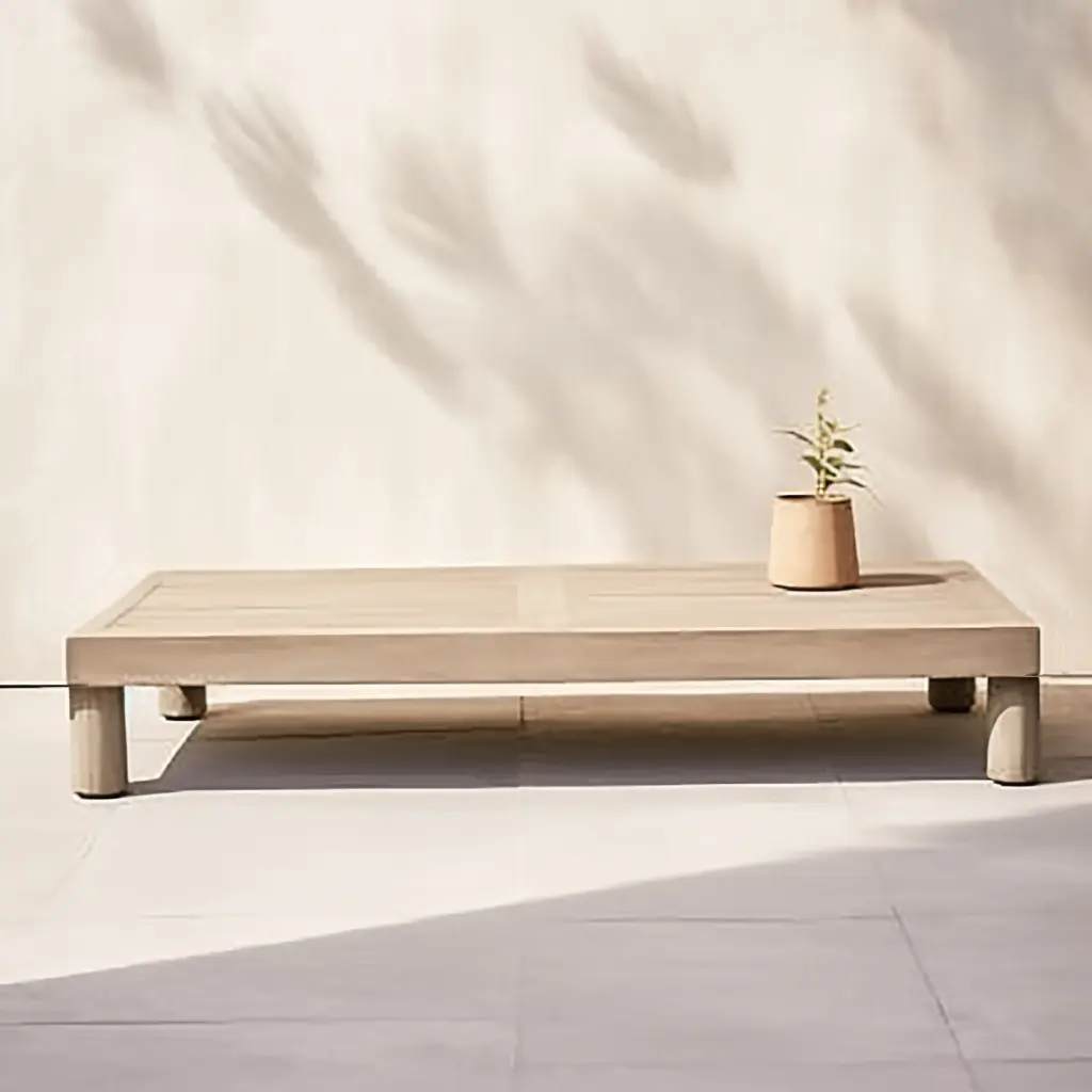 Nouveau design teck mobilier d'extérieur jardin design en bois massif grande table basse rectangulaire