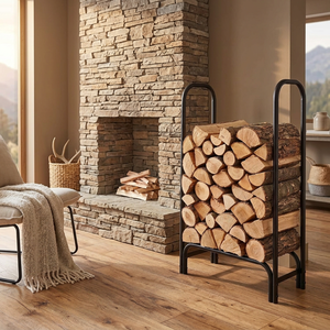 Modern Steel <b>Log</b> <b>Holder</b> Rectangle Powder Coated Firewood Storage Rack for Fireplace Accessories - Product Image 3